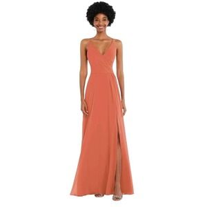 After Six Faux Wrap Criss Cross Back Maxi Dress Terracotta Copper Size 16‎